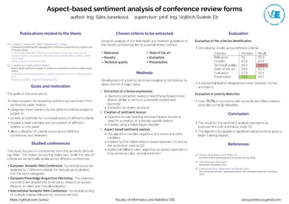 Aspektově založená analýza sentimentu formulářů konferenčních recenzí