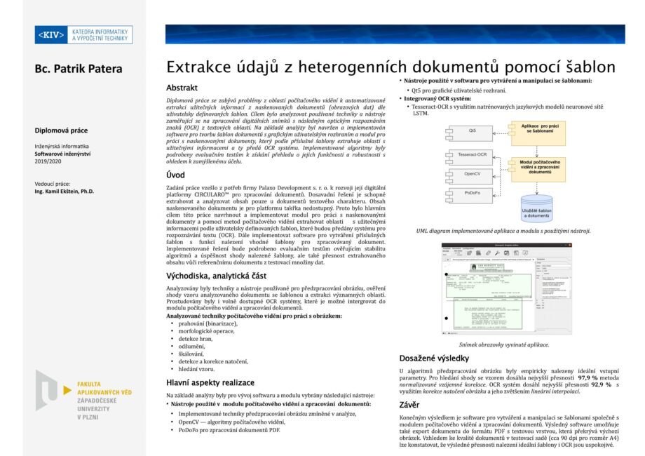 Extrakce údajů z heterogenních dokumentů pomocí šablon