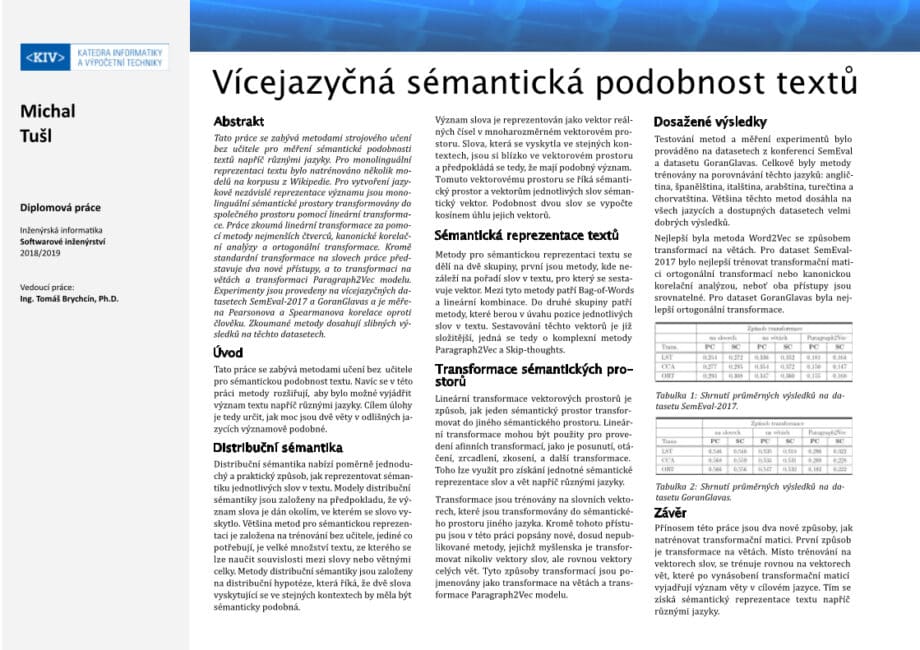 Vícejazyčná sémantická podobnost textů