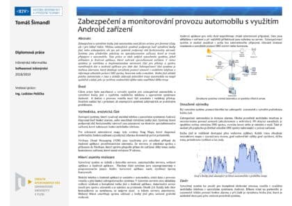 Zabezpečení a monitorování provozu automobilu s využitím Android zařízení