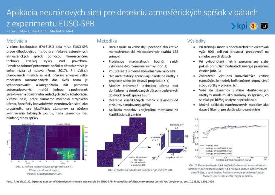 Aplikácia neurónových sietí pre detekciu atmosférických spŕšok v dátach z experimentu EUSO-SPB