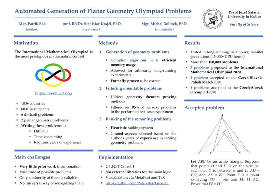 Automatické generovanie planimetrických úloh Matematickej olympiády