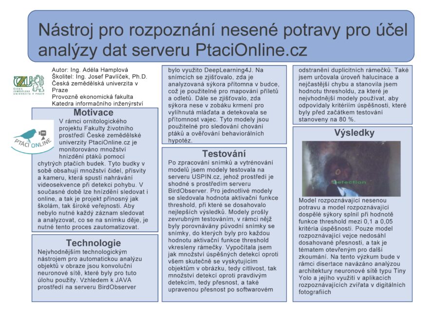 Nástroj pro rozpoznání nesené potravy pro účel analýzy dat serveru PtaciOnline.cz