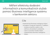 Měření efektivity dodávání informačních a komunikačních služeb pomocí Business Intelligence systému v bankovním sektoru