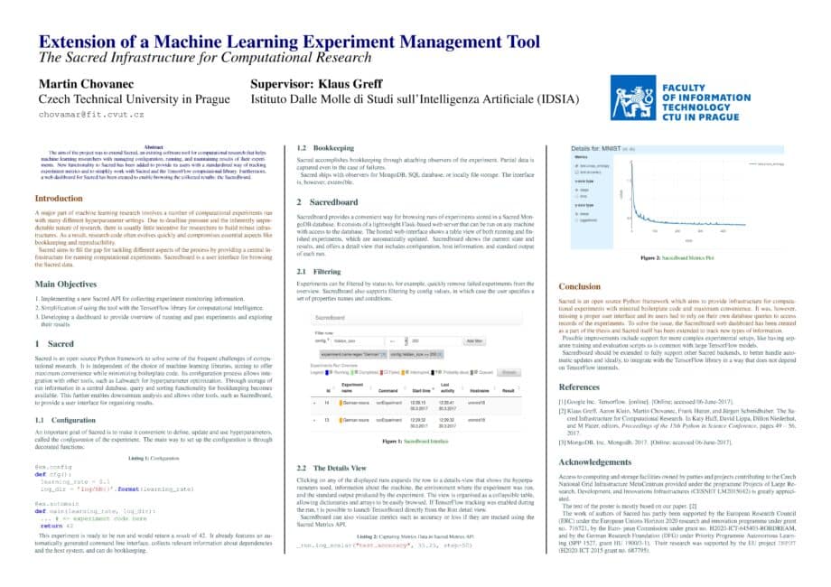 Rozšíření nástroje pro správu experimentů strojového učení