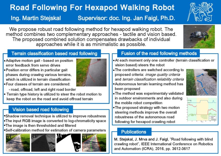 Autonomní sledování cesty šestinohým kráčejícím robotem