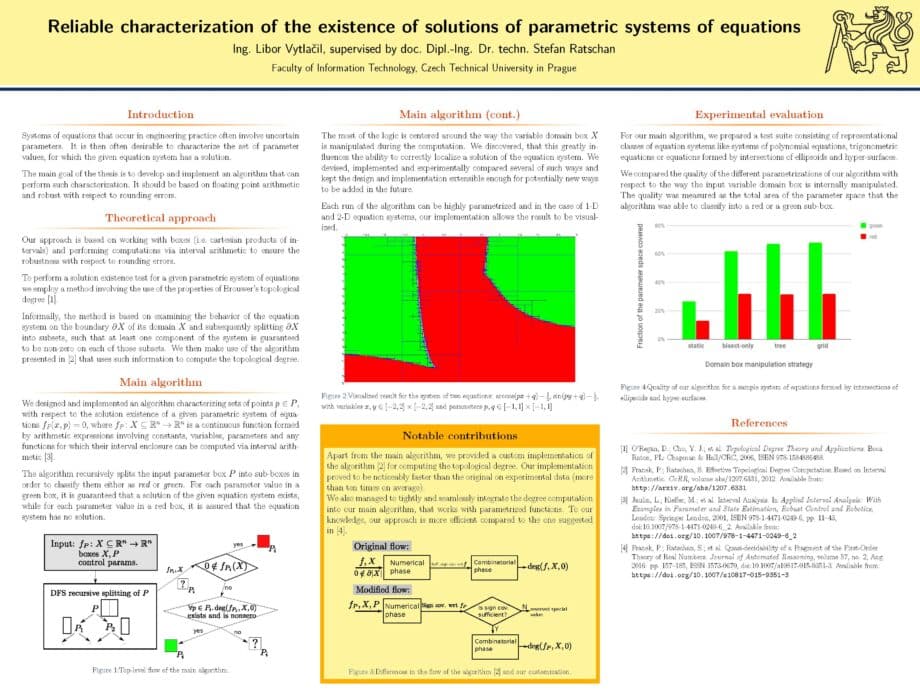 Reliable characterization of the existence of solutions of parametric systems of equations