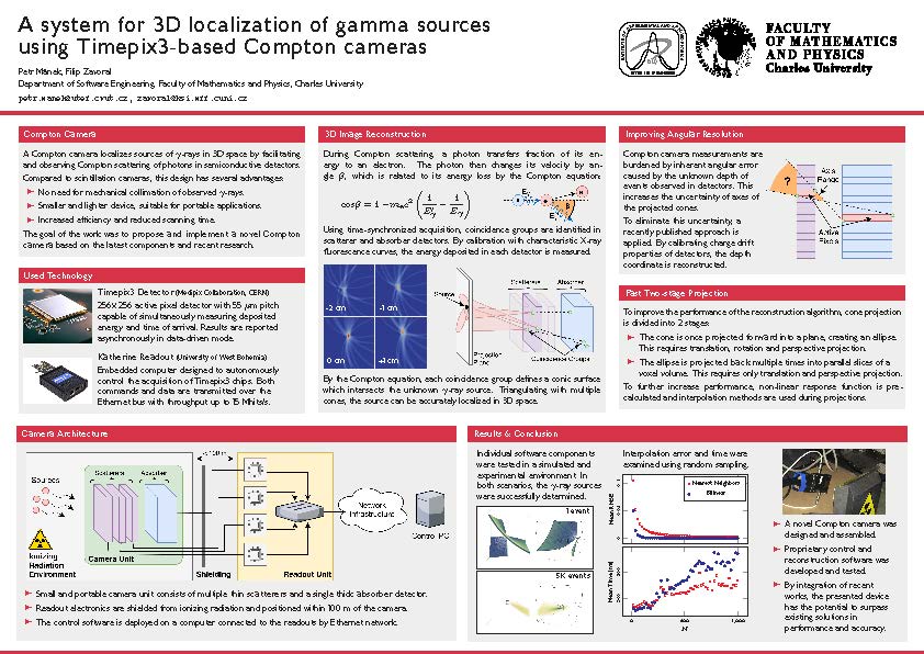 Systém pro 3D lokalizaci zdrojů gamma záření Comptonovou kamerou založenou na detektorech Timepix3