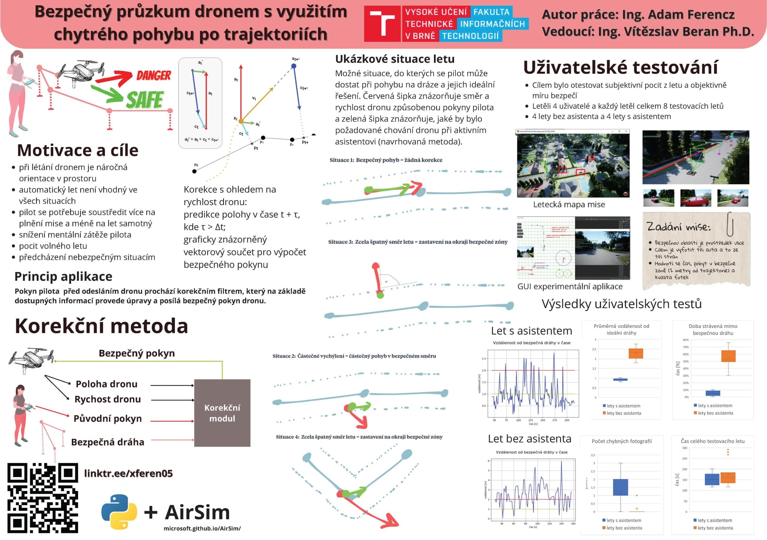 Bezpečný průzkum dronem s využitím chytrého pohybu po trajektoriích