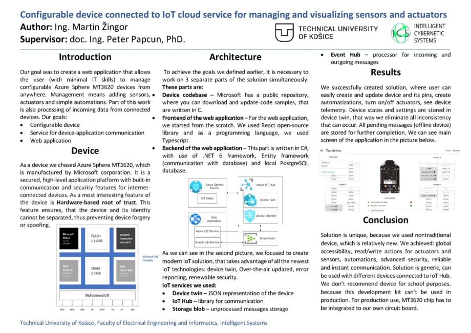 Configurable device connected to IoT cloud service for management and visualization of sensors and actuators