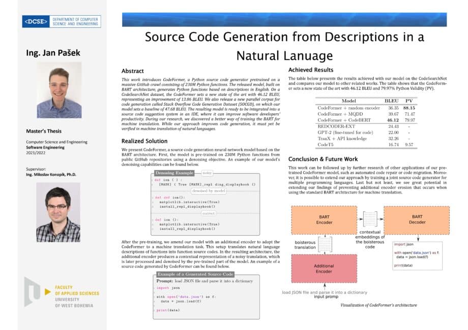Source Code Generation from Descriptions in a Natural Language