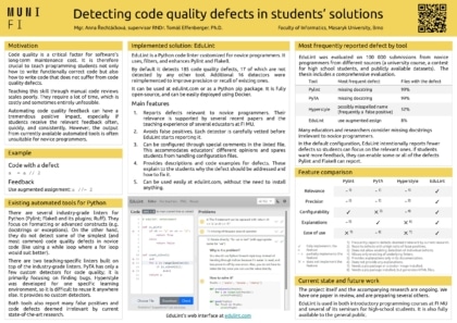 Detekce nedostatků v kvalitě kódu v řešeních studentů