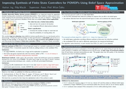 Improving Synthesis of Finite State Controllers for POMDPs Using Belief Space Approximation