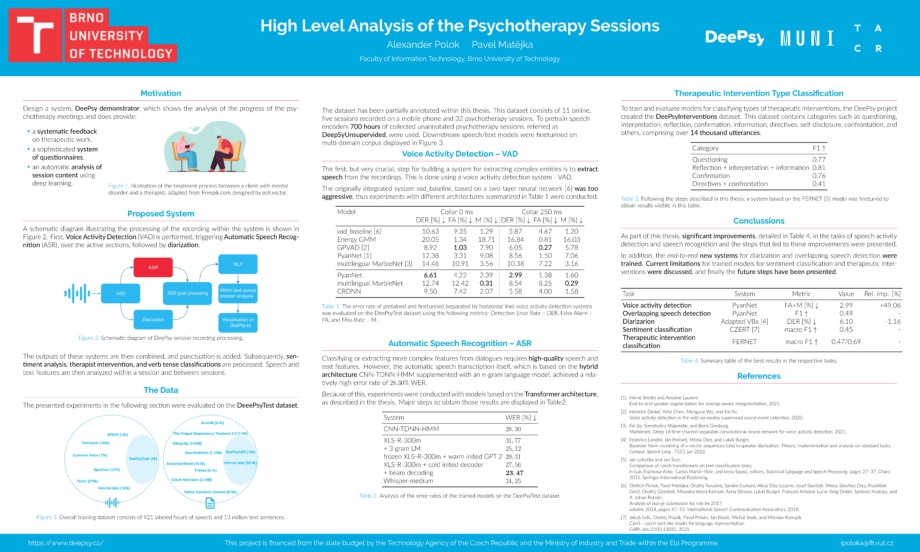 Analysis of entities in psychotherapeutic sessions