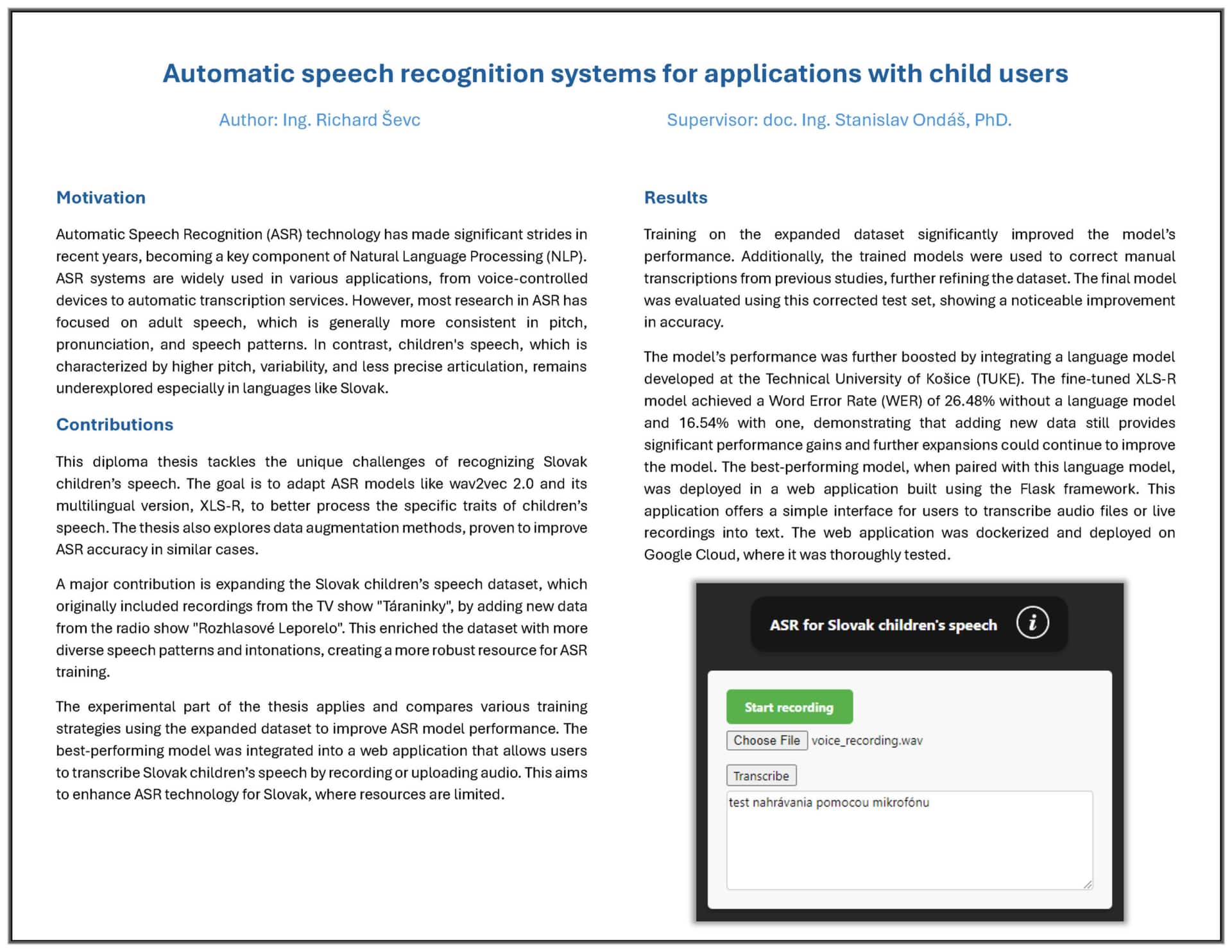 Automatic speech recognition systems for applications with child users ...