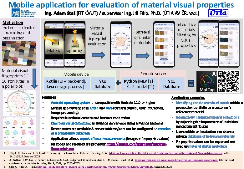 Mobilní aplikace pro vyhodnocování vizuálních vlastností
materiálů