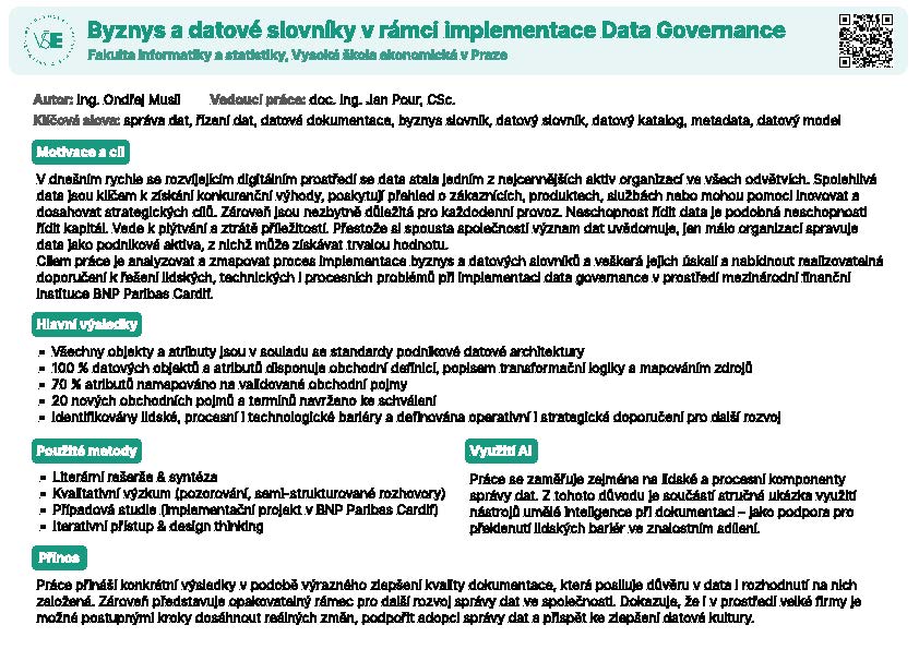Business a datové slovníky v rámci implementace Data
Governance