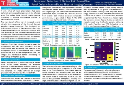 Automatizovaná detekce vad panelů fotovoltaických
elektráren z termokamery dronu