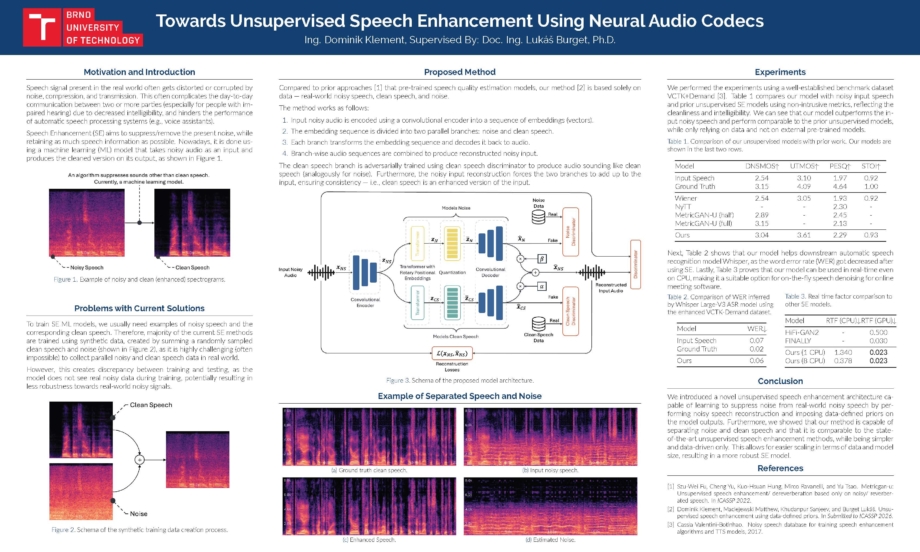Vylepšení kvality řeči bez supervize za pomoci neurálních
audio kodeků