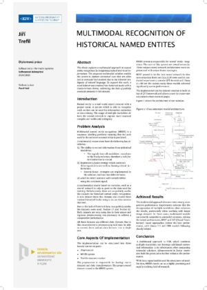 Multi-modální rozpoznávání historických pojmenovaných entit