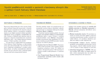 Využití prediktivních modelů u pacientů s karcinomy
slinných žláz v aplikaci Czech Salivary Gland Database