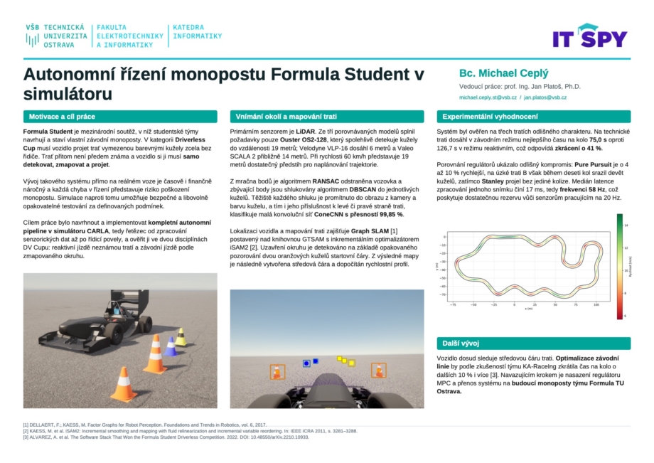 Autonomní řízení monopostu Formula Student v simulátoru